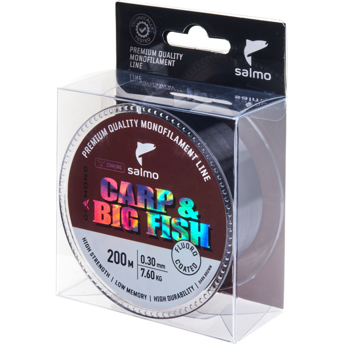 Леска монофильная SALMO DIAMOND CARP & BIG FISH FLUORO COATED Dark Brown 200/030