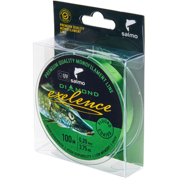 Леска монофильная SALMO DIAMOND EXELENCE FLUORO COATED Green 100/020