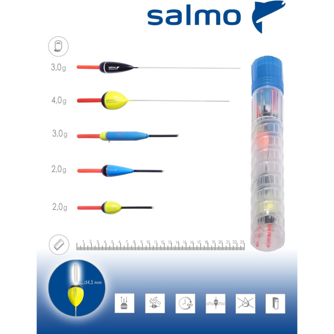 Поплавки SALMO ДЕНЬ/НОЧЬ в тубусе, 5 шт.